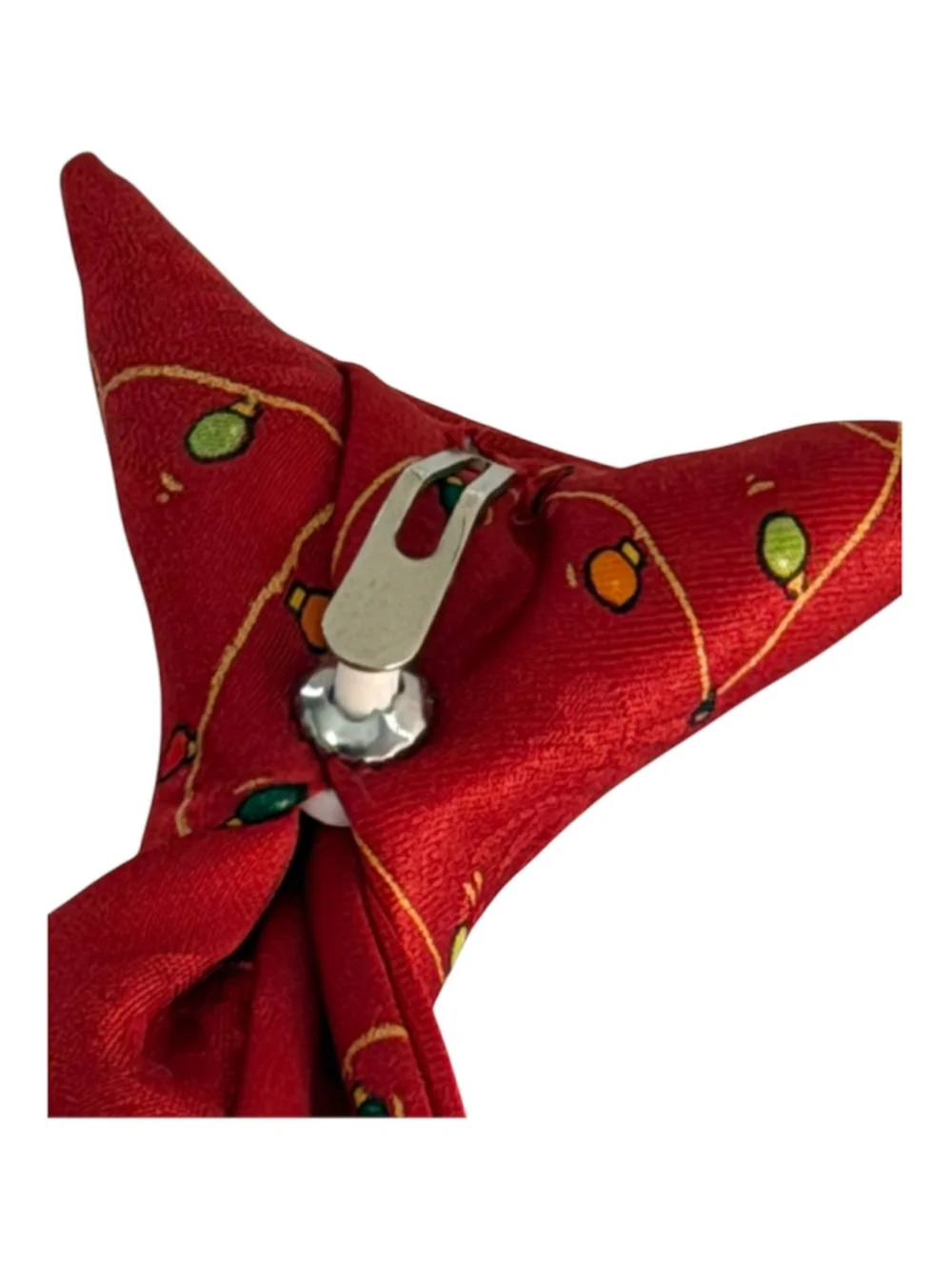 Youth Christmas Clip-On Tie – Reindeer Holiday Lights – Red